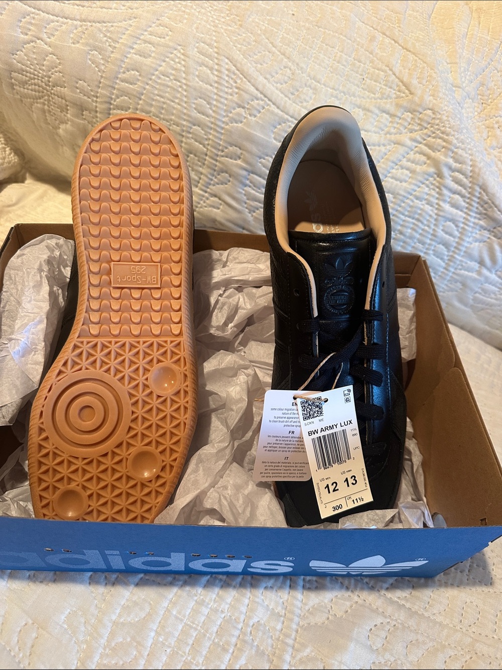 adidas BW Army Lux Sneakers in Black with Gum Sole